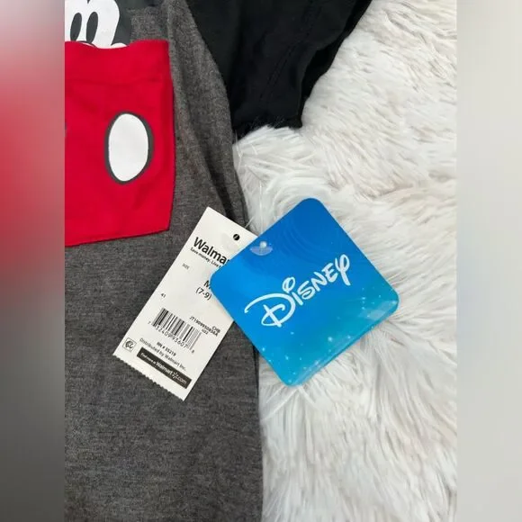 Disney Mickey Mouse Youth Gray Black Pocket T-Shirt Size 7/9 Medium NWT - Picture 3 of 5